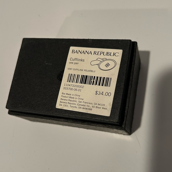 Banana Republic Silver Tone Polar Blue Domed Enamel Cuff Links - Picture 2 of 6